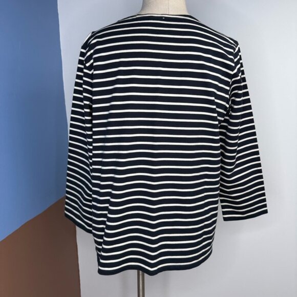 Kule Striped Navy White 3/4 Sleeve Tee 100% Cotton Size XXL - Picture 3 of 7